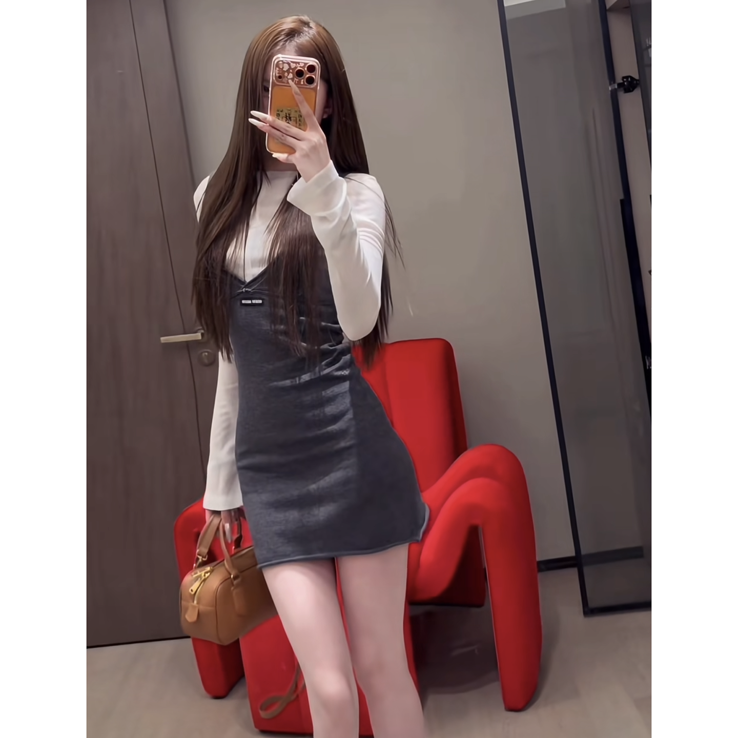 韩系简约叠穿小个子两件套内搭白色圆领上衣V领针织吊带连衣裙女,淘宝优惠券,粉丝福利购,淘宝优惠卷