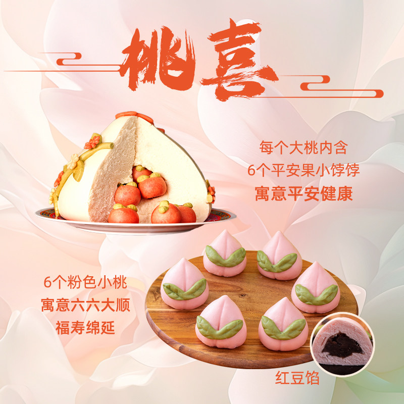 忆胶东花饽饽高端祝寿寿桃馒头大师手作花馍生日馒头礼盒送长辈