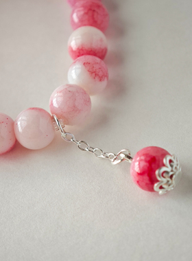 西瓜红陶瓷琉璃串珠手链