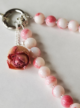 海棠醉滴胶永生花手机串珠挂绳