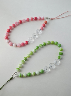 红色简约造型琉璃串珠手机链