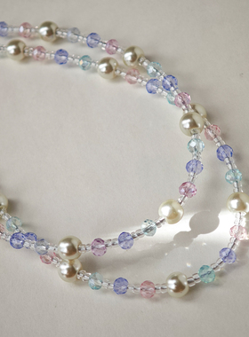 淡粉色琉璃串珠手腕款手机挂绳