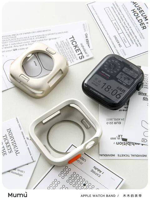 适用苹果手表iwatch ultra2/3硅胶保护壳applewatch表带49mm表套s10/11代watchse防摔防刮半包双色软壳边框46,淘宝优惠券,粉丝福利购,淘宝优惠卷