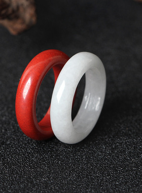 翡翠朱砂戒指男女款跑圈手持