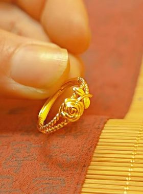 倾心玫瑰花戒指莫柳轻奢小众设计高级感手饰百搭精美雕花甜美a88