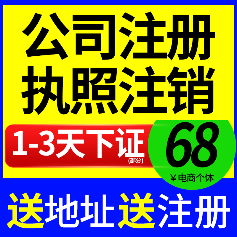 北京深圳广州佛山上海武汉海南公司注册电商个体营业执照代办理销