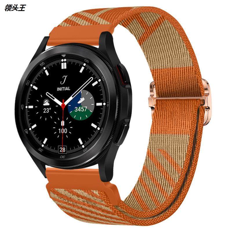 适用于华为三星watch4 classic表带智能手表表带弹力织布尼龙表带