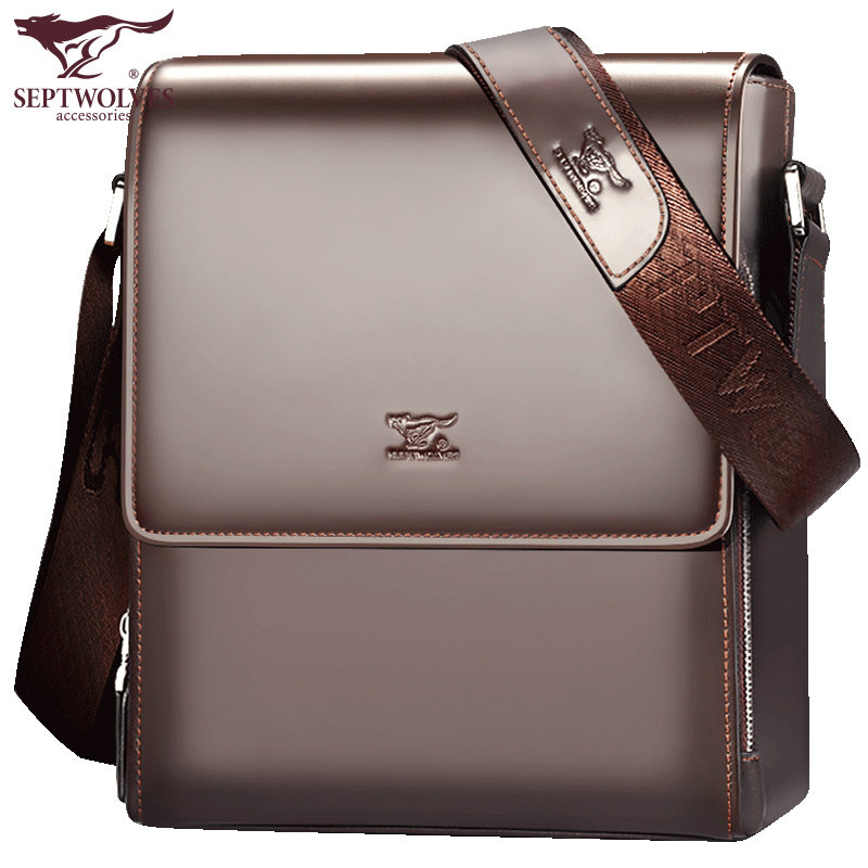 七匹狼真皮男商务休闲公文包斜挎包 septwolves星旭男士包袋