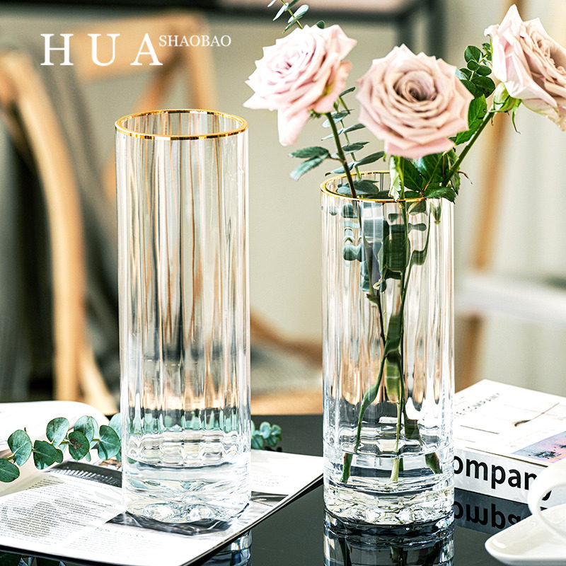 北欧简约创意轻奢透明花瓶水养富贵竹百合玻璃插花瓶客厅餐桌摆件,淘宝优惠券,粉丝福利购,淘宝优惠卷