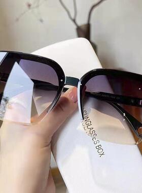 2025新款时尚大框太阳镜网红街拍无框女士墨镜海洋片切边方框眼镜