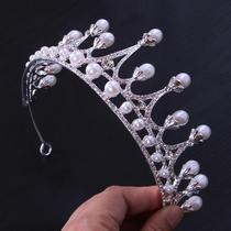 European and American white pearl Extravagant Bride Crown 2021 Wedding Dress Minimalist Luxury Crown Headwear