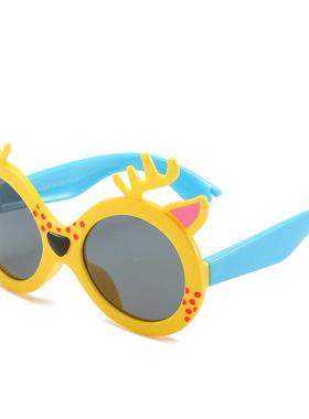 2025新款圣诞节儿童太阳镜麋鹿圣诞装扮鹿角头眼镜硅胶墨镜