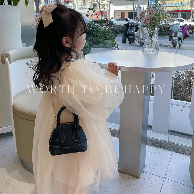 韩国儿童包包ins时尚迷你贝壳包小女孩链条手提公主单肩斜挎包包