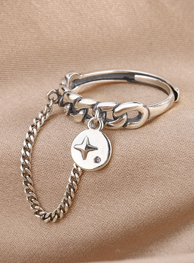 s925纯银双环指环手饰复