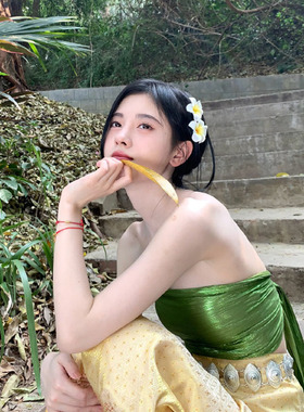 鸡蛋花发夹鞠婧祎同款仿真头饰