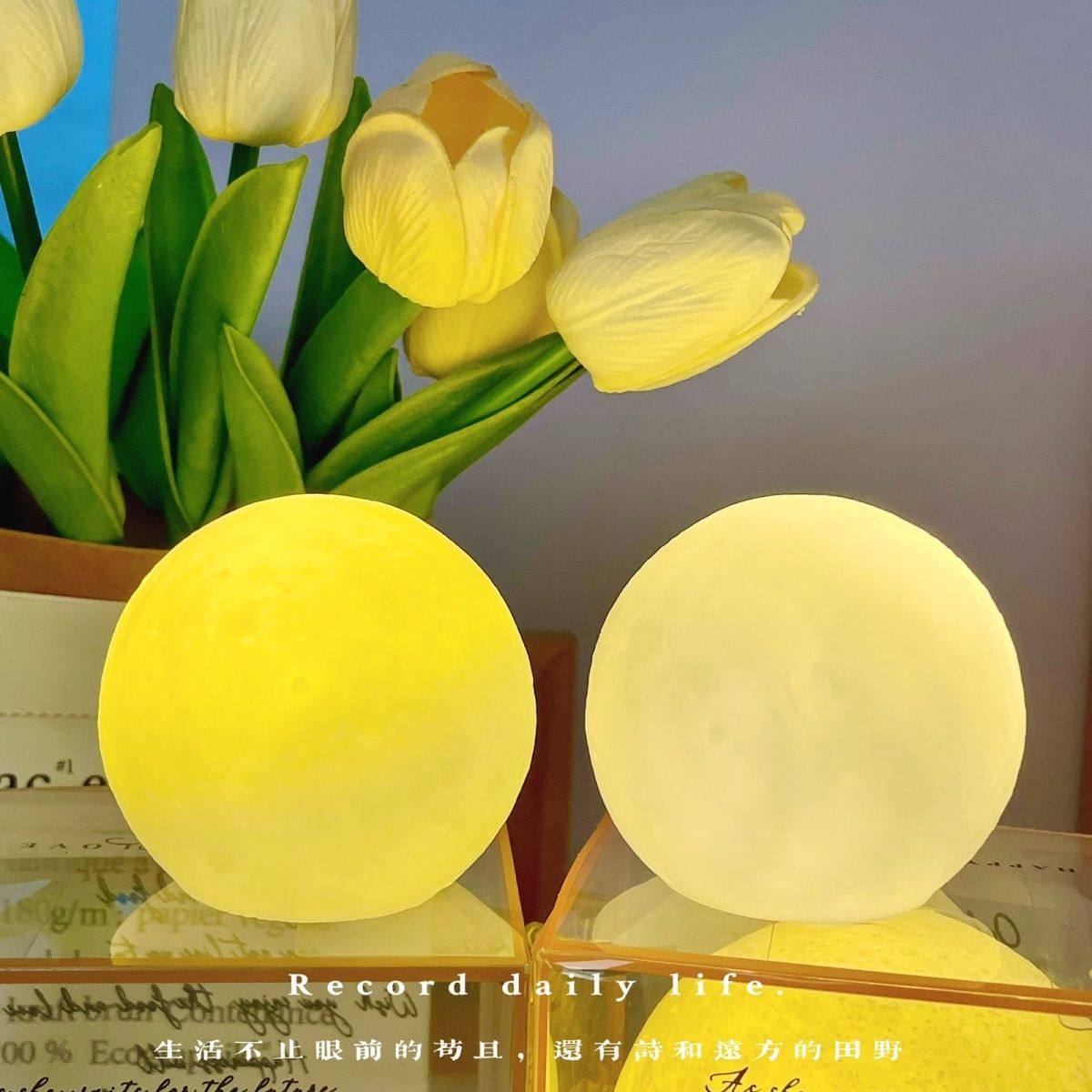 网红礼品3D月球灯露营灯氛围灯月球灯电池款生日礼物女生情人节儿童小夜灯抖音幼儿园同款小台灯卧室床头灯