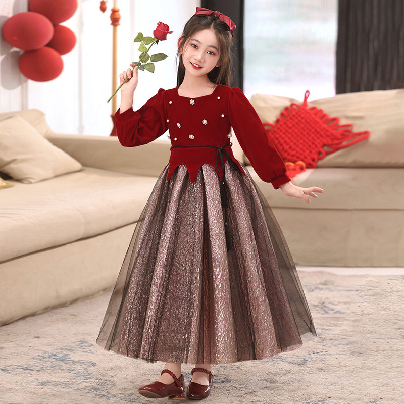 秋冬装新款洋气公主裙钢琴演奏礼服儿童生日主持人连衣裙女童裙子,淘宝优惠券,粉丝福利购,淘宝优惠卷