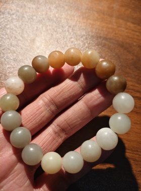 和田玉多宝手串卡12珠子18颗重43克