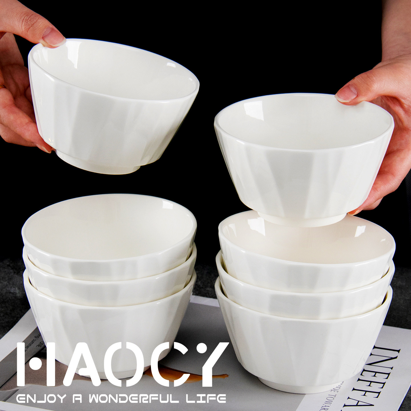 米饭碗家用面条碗高颜值泡面碗高级感小碗陶瓷釉下彩碗具吃饭碗,淘宝优惠券,粉丝福利购,淘宝优惠卷