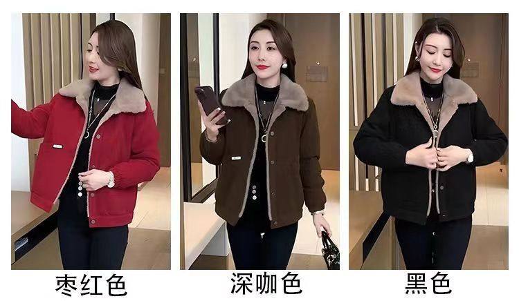 灯芯绒外套女冬季加绒保暖加厚百搭大码减龄宽松显瘦遮肚子妈妈装,淘宝优惠券,粉丝福利购,淘宝优惠卷