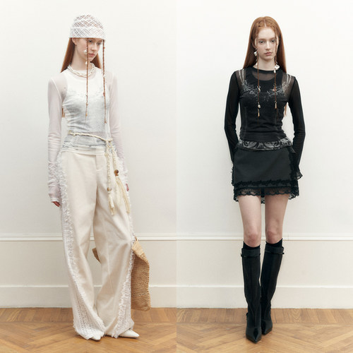 创世纪元【珠蕾丝影】原创修身白色长袖t恤夏季防晒罩衫薄纱上衣 - 图0