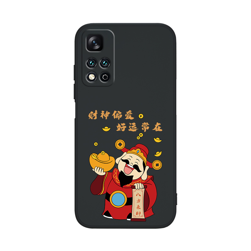 财神适用小米红米note11pro手机壳Redminote11新款Redmi液态硅胶pro+套por5G4g114g115g11s十noto财神爷发财 - 图1