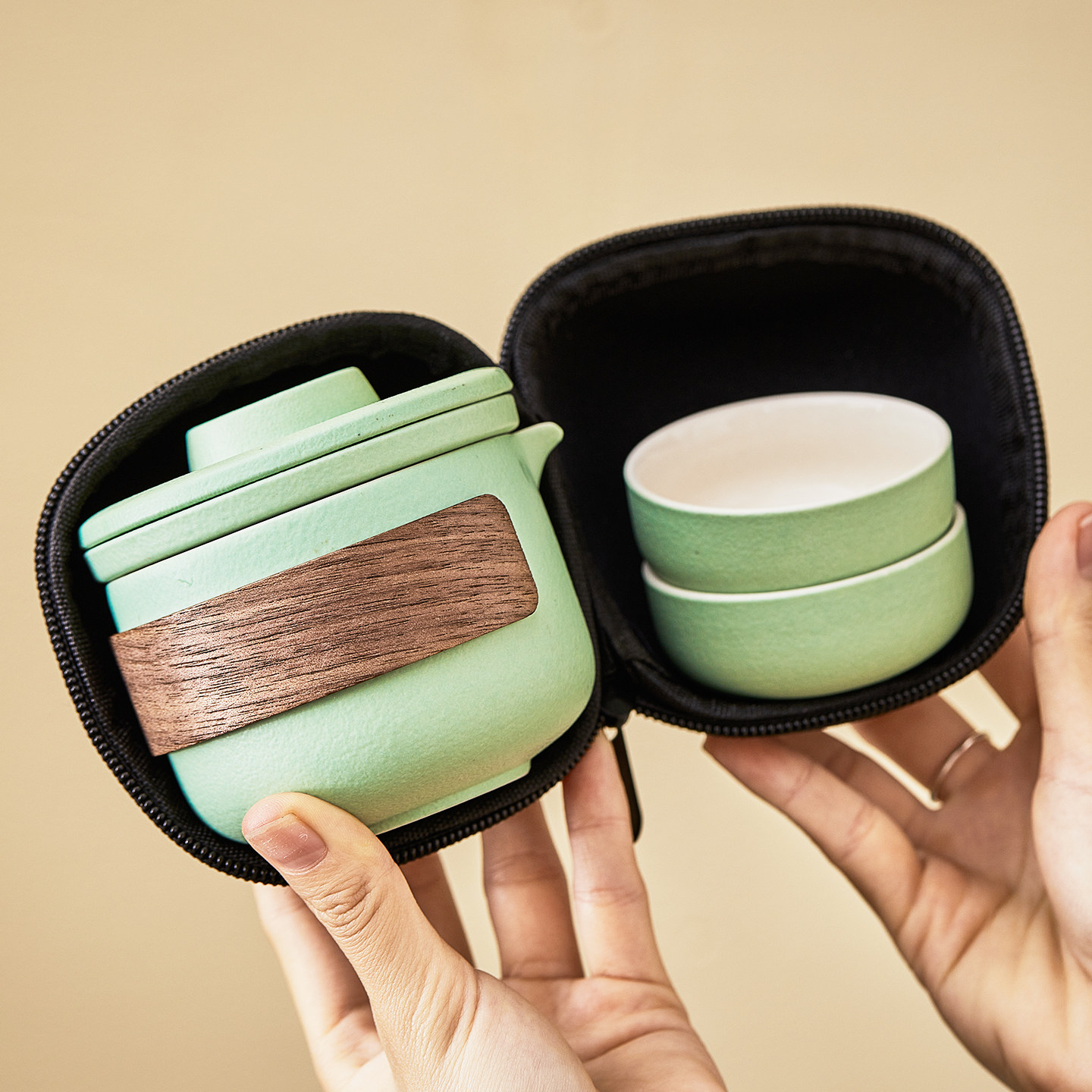 旅行茶具套装户外车载便携式一壶四杯旅游快客杯公司商务礼品logo,淘宝优惠券,粉丝福利购,淘宝优惠卷