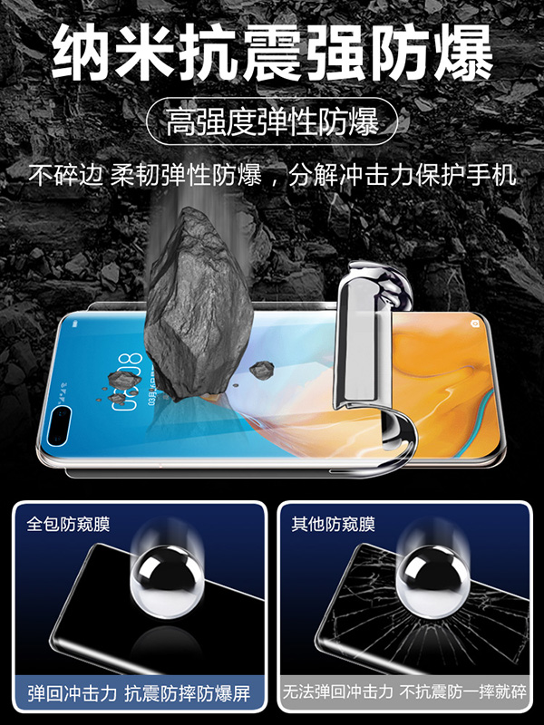 华为P40Pro防窥膜p30por手机膜全包边框p40钢化水凝膜PRO+液态前后背膜磨砂超清贴膜荣耀5神器版镜头膜适用于 - 图2