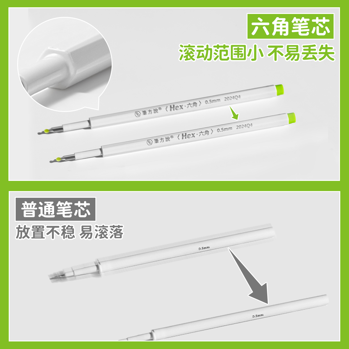三年二班×笔方说海克斯六角笔芯中性笔替芯0.5速干顺滑CS双珠笔尖按动笔芯考试专用刷题笔芯黑色笔芯替换芯 - 图1
