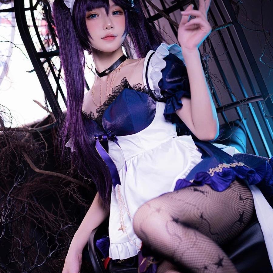 现货五羊动漫原神cosplay莫娜cos服女仆装性感网袜万圣节女-图2