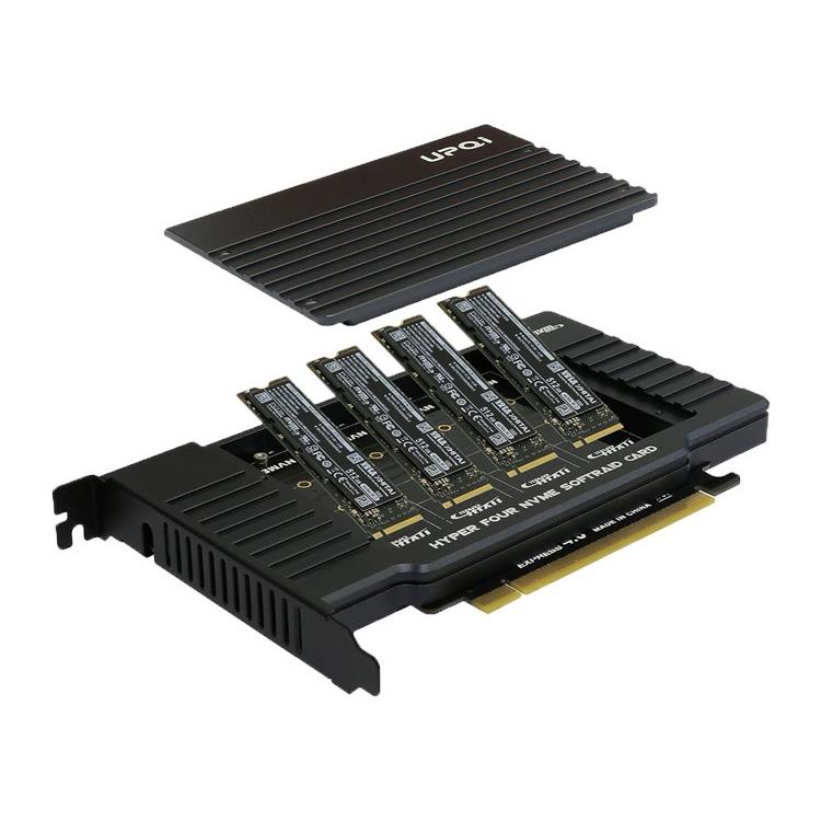 PCIex16转nvme4盘位m2存储扩展卡固态ssd硬盘架转接软RAID显卡坞-图3