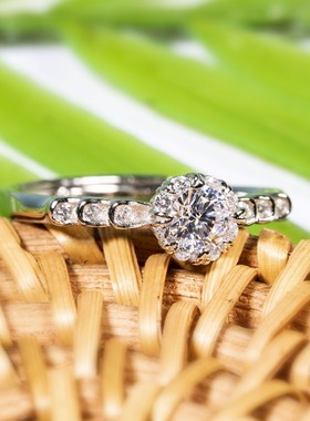 纯银镶钻戒指环女insS925欧美