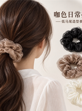 温柔浪漫风欧根纱大肠发圈女高级感头绳扎头发马尾发饰简约气质