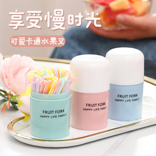 水果叉套装水果签一次性塑料两齿家用吃水果蛋糕甜品叉点心小叉子 - 图0