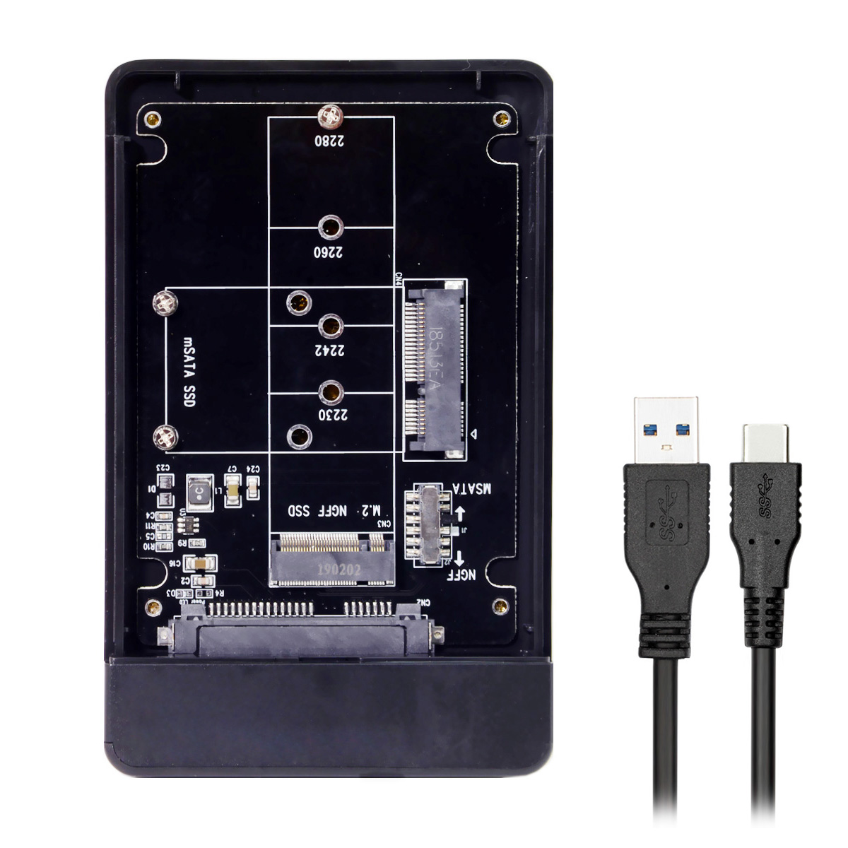 NGFF固态M2 B-key MSATA转USB-C USB3.1 Type-C硬盘盒SSD UC-111-图0