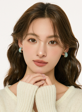 「冰萃碧落」小清新蓝色蚊香盘耳夹女无耳洞耳饰新款小众甜美耳环