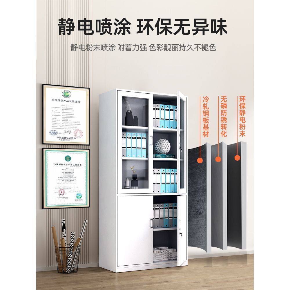 中二斗文件柜办公室落地储物柜矮柜带锁透明财务凭证柜铁皮资料柜,淘宝优惠券,粉丝福利购,淘宝优惠卷