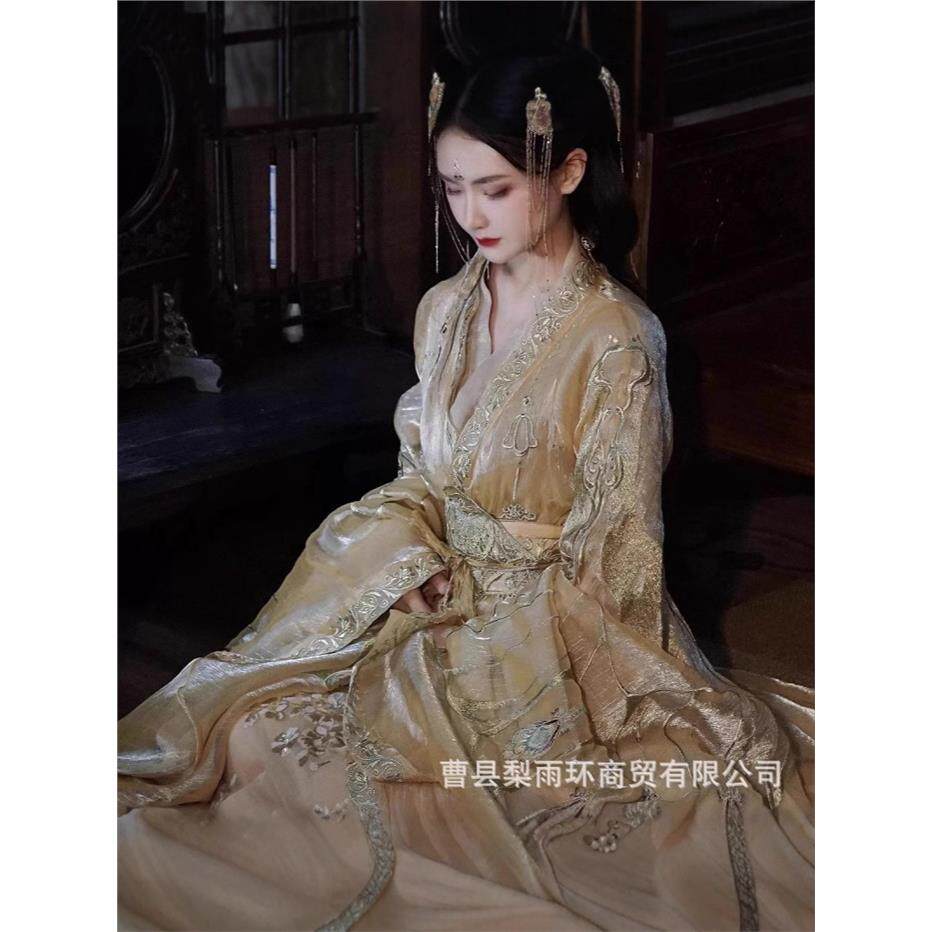 Hanfu, Wei and Jin Dynasties, ancient style, long gown with straight train