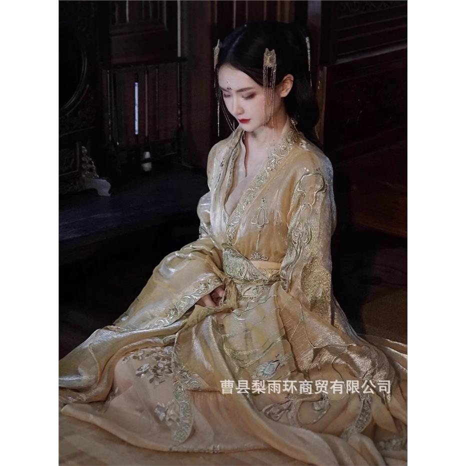 Hanfu, Wei and Jin Dynasties, ancient style, long gown with straight train