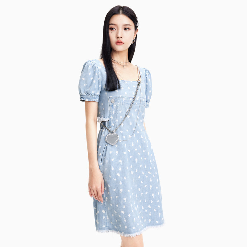 a21牛仔2022春夏新款短款连衣裙 a21女装连衣裙