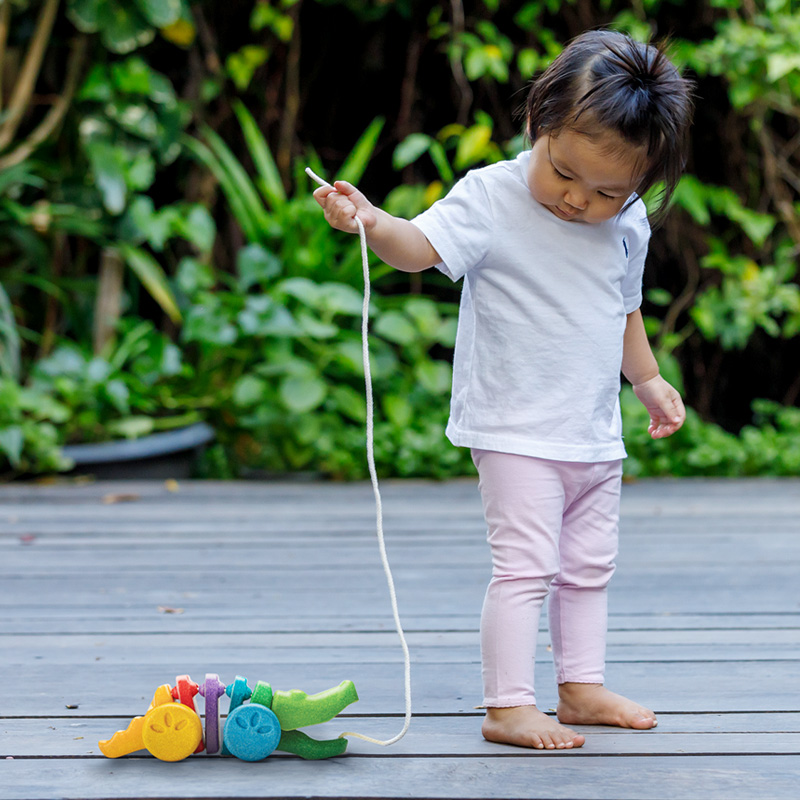 【官方直售】1416宝宝学步拖拉鳄鱼进口plantoys儿童拉绳木制玩具 - 图2