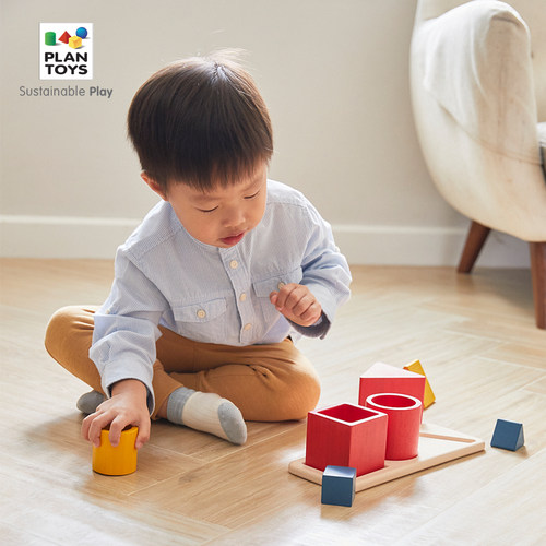 plantoys蒙氏早教益智几何形状配对玩具儿童套柱认知积木1岁5463 - 图3