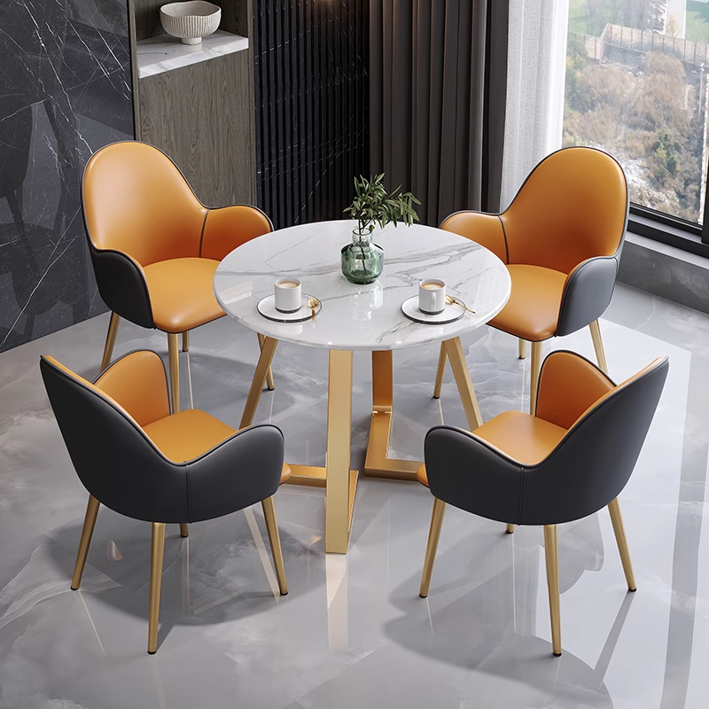 猫抓皮椅真皮接待圆桌岩板美容院贵宾室休息区休闲洽谈室桌椅组合,淘宝优惠券,粉丝福利购,淘宝优惠卷