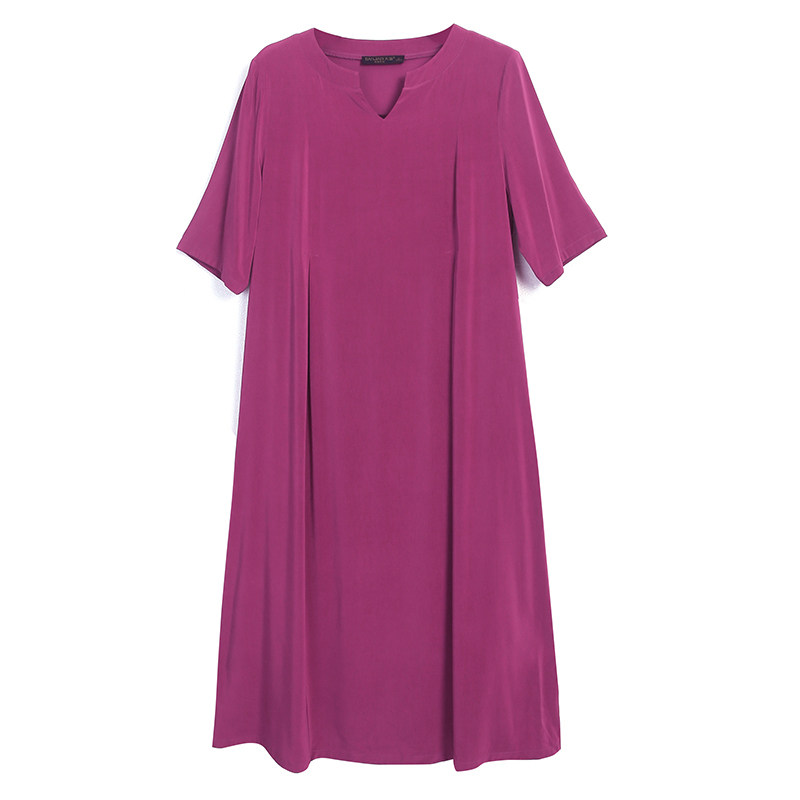 大码女装铜氨丝胖mm中年缎面连衣裙 冰茧大码女装