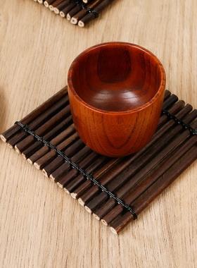 复古茶道竹排茶垫杯托 隔热垫紫竹摆件杯垫 编织茶具配件茶帘茶席