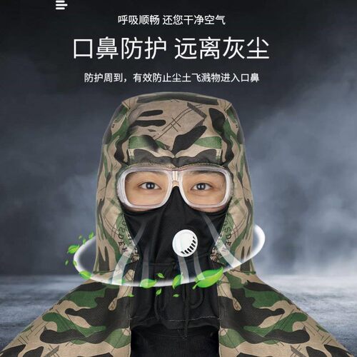 打磨防尘帽防护罩全脸工业劳保防尘披肩帽男款防护面罩美甲 - 图1