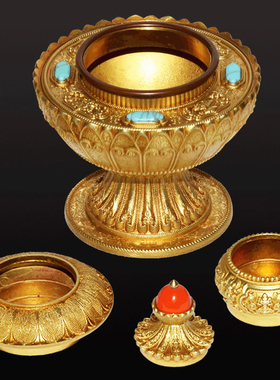 慧宝黄铜米盒A款三层米盒米罐