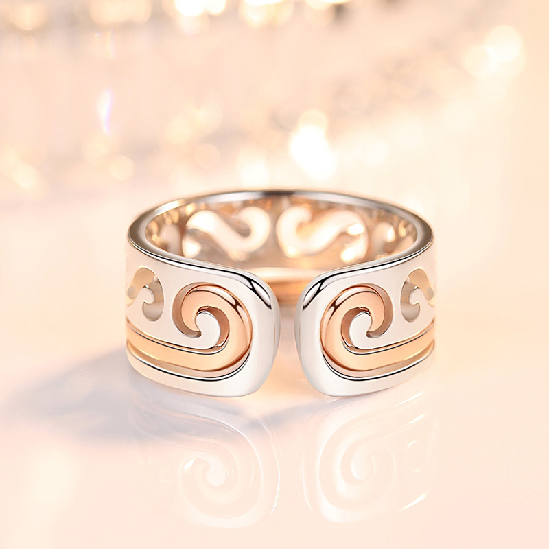 紧箍咒金箍女s925银情侣二合一对戒 戏夏戒指/指环