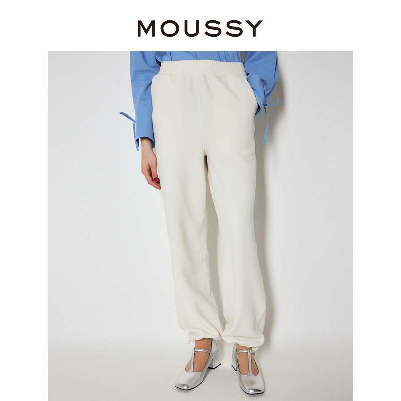 MOUSSY 2023冬季新品运动休闲风抓绒纯色直筒休闲裤010FAS80-5420-图1