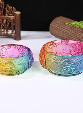 五彩琉璃黄福字聚宝盆元宝摆件办公室客厅家居装饰品开业礼品